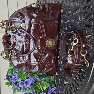 Y2K Limited Edition COACH Mahogany Francine Patent Leather Crossbody Bag